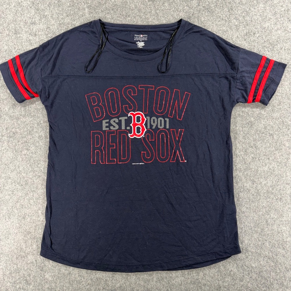Boston Red Sox MLB Navy Blue Graphic T-Shirt Women Medium Campus Lifestyle